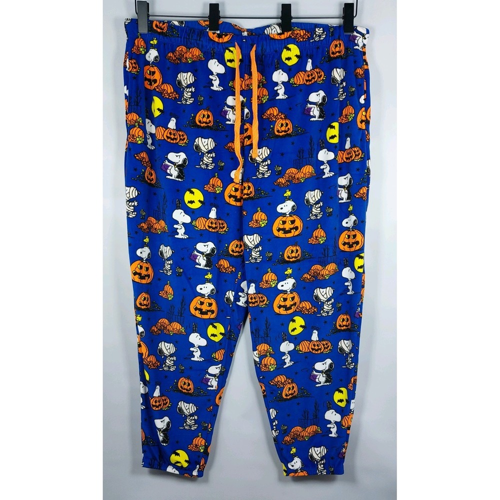 Peanuts Halloween Sleepware Pants Size 2XL Snoopy Pumpkin Patch Blue Loungewear